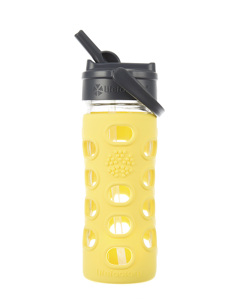 Lifefactory Borraccia in Vetro con Cannuccia 350ml - Giallo Limone unisex  (bambini)