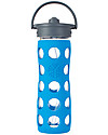 Lifefactory Borraccia in Vetro e Silicone con Cannuccia 475ml - Blu Mare Accessori Borracce