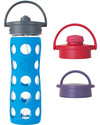 Lifefactory Borraccia in Vetro e Silicone con Cannuccia 475ml - Blu Mare Accessori Borracce