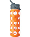 Lifefactory Borraccia in Vetro e Silicone con Cannuccia 650ml - Arancio Accessori Borracce