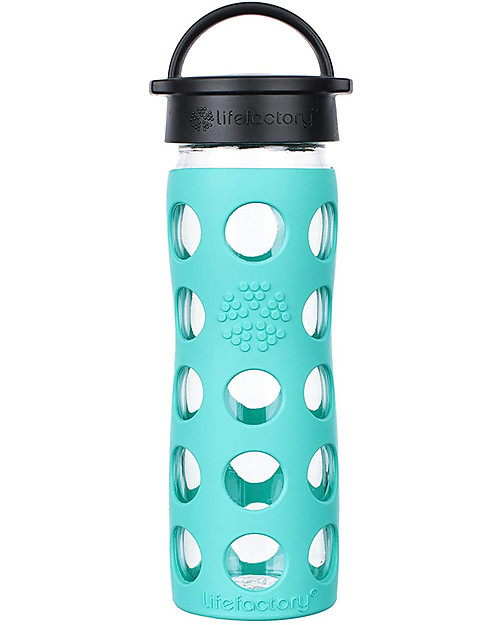 Lifefactory Borraccia in Vetro e Silicone con Classic Cap - 650ml - Celeste Accessori Borracce