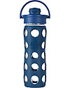 Lifefactory Borraccia in Vetro e Silicone con Flip Cap Apri e Chiudi - 475ml - Blu Notte (tappo apri e chiudi) Accessori Borracce