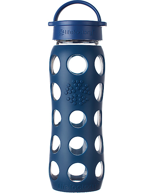 Lifefactory Borraccia in Vetro e Silicone con Tappo Ermetico 650ml - Blu Notte Accessori Borracce