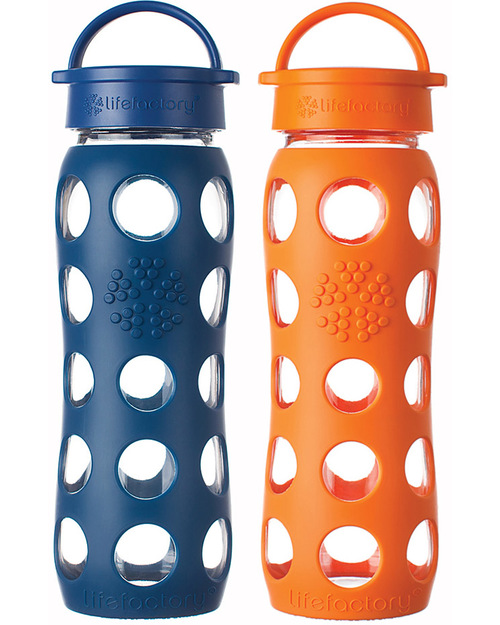 Lifefactory Borraccia in Vetro e Silicone con Tappo Ermetico 650ml - Blu Notte Accessori Borracce