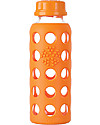Lifefactory Bottiglia in Vetro e Silicone con Tappo Ermetico 250ml - Arancione Conservazione Latte Materno