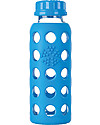 Lifefactory Bottiglia in Vetro e Silicone con Tappo Ermetico 250ml - Blu Mare Accessori Borracce