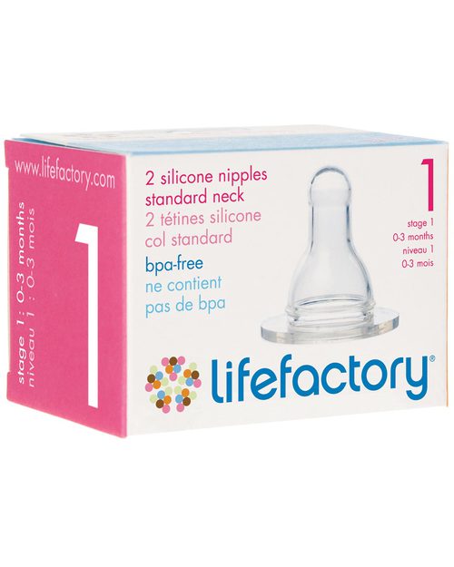 Lifefactory Set da 2 Tettarelle in Silicone 0-3 Mesi - per biberon Lifefactory Biberon_