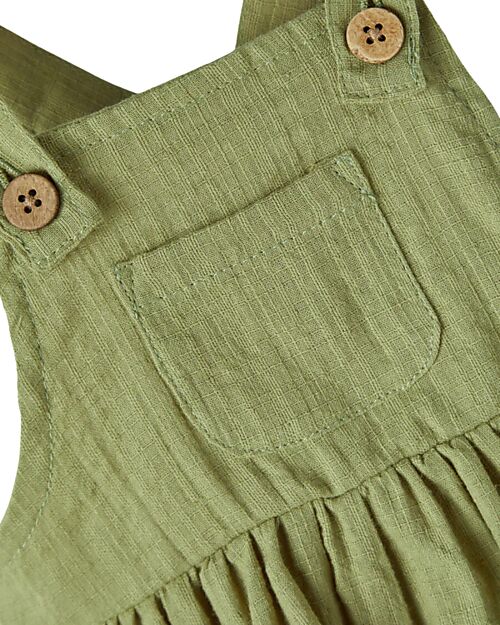 Lil Atelier Abito Salopette - Sage - Taglio Svasato - 100% Cotone Organico Vestiti_