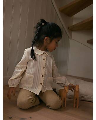 Lil Atelier Blusa Ricamata - Turtle Dove - 100% Cotone Bio Bluse