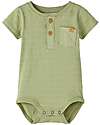 Lil Atelier Body Manica Corta con Taschino - Sage - 100% Cotone Organico Body Manica Corta