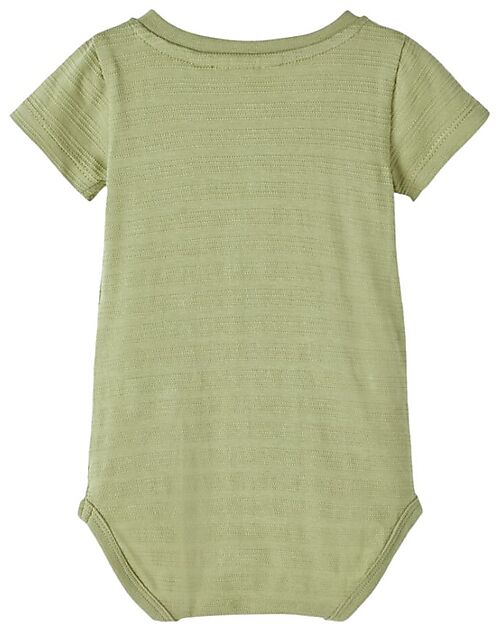 Lil Atelier Body Manica Corta con Taschino - Sage - 100% Cotone Organico Body Manica Corta