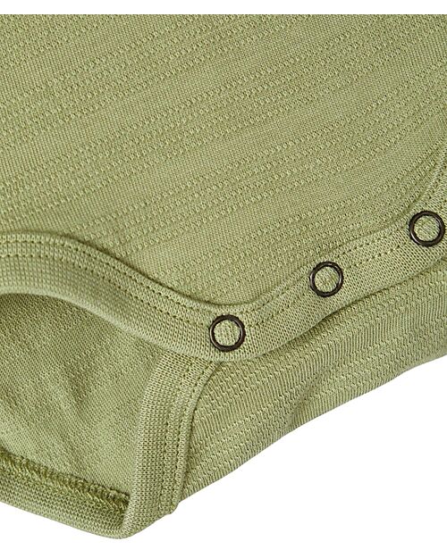 Lil Atelier Body Manica Corta con Taschino - Sage - 100% Cotone Organico Body Manica Corta