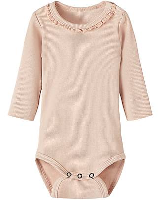 Lil Atelier Body Manica Lunga con Dettagli in Pizzo - Rosa - Cotone Body Manica Lunga