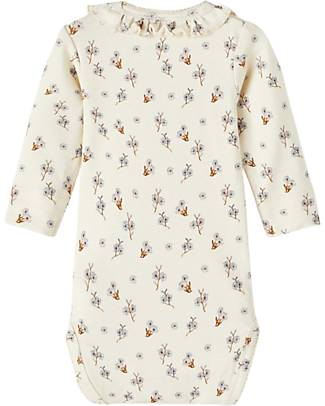 Lil Atelier Body Manica Lunga Fiori - Crema - Cotone Body Manica Lunga