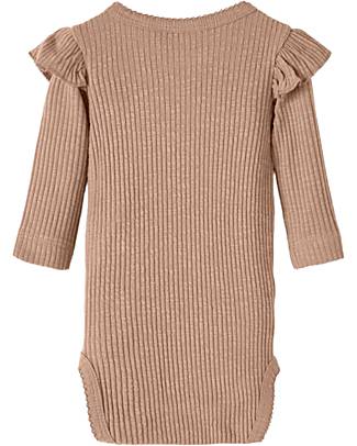 Lil Atelier Body Manica Lunga - Scirocco - Cotone Biologico - Volant sulle Spalle Body Manica Lunga