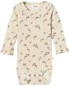 Lil Atelier Body Maniche Lunghe a Costine - Betulla -Cotone Bio Body Manica Lunga