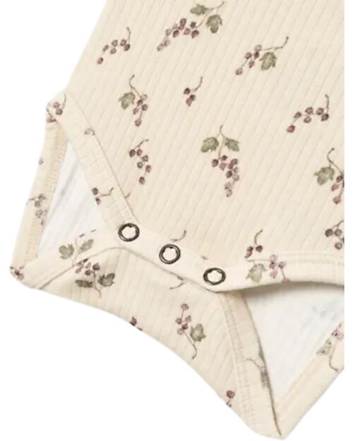 Lil Atelier Body Maniche Lunghe a Costine - Betulla -Cotone Bio Body Manica Lunga