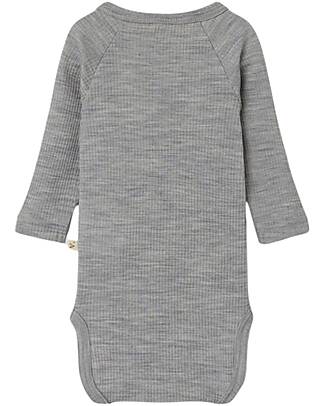 Lil Atelier Body Maniche Lunghe a Costine - Grigio Melange - Cotone Bio Body Manica Lunga