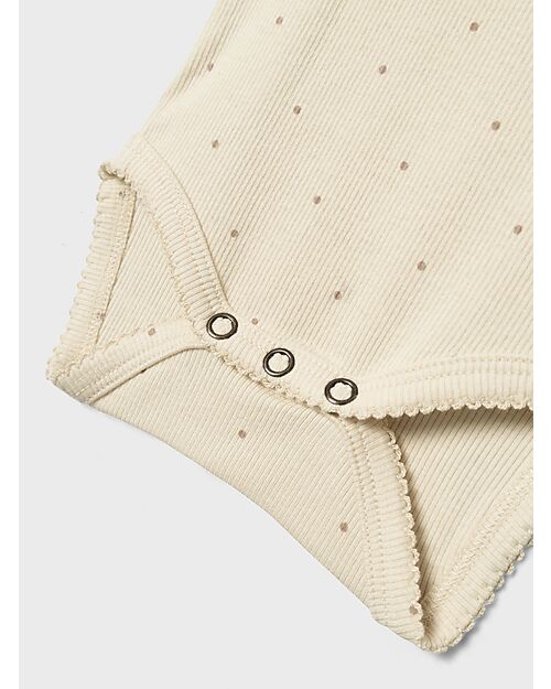 Lil Atelier Body Maniche Lunghe - Birch - Pois - Cotone Bio Body Manica Lunga