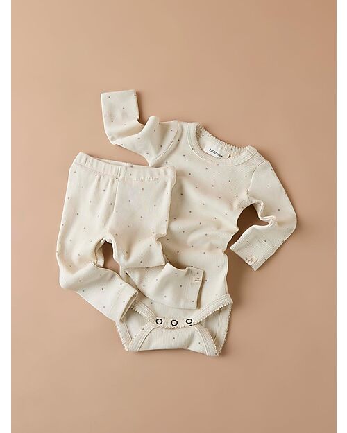 Lil Atelier Body Maniche Lunghe - Birch - Pois - Cotone Bio Body Manica Lunga