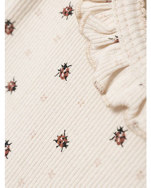 Lil Atelier Body Maniche Lunghe - Coccinelle - con Volant - Whitecap Gray - Cotone Bio Body Manica Lunga