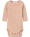 Lil Atelier Body Maniche Lunghe - Rosa Antico - Cuori - Cotone Bio Body Manica Lunga