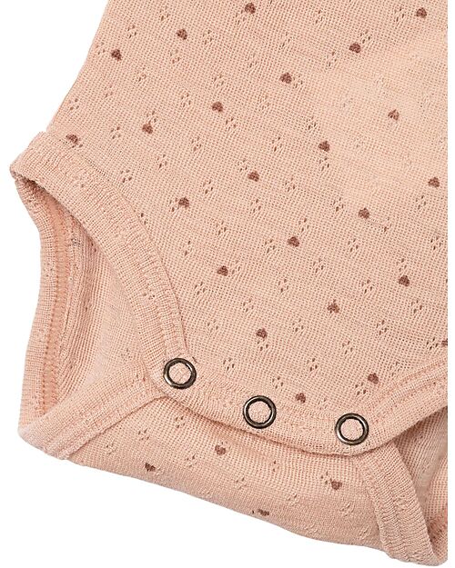 Lil Atelier Body Maniche Lunghe - Rosa Antico - Cuori - Cotone Bio Body Manica Lunga