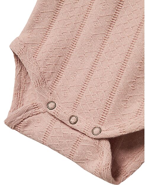 Lil Atelier Body Maniche Lunghe - Rosa Cipria - Cotone Bio - con Volant Body Manica Lunga