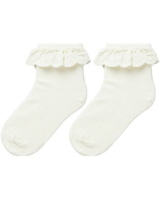 Lil Atelier Calzini con Bordo Volant - Bianco - Cotone Calzini