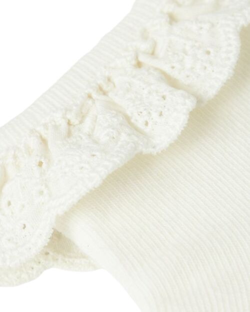 Lil Atelier Calzini con Bordo Volant - Bianco - Cotone Calzini