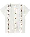 Lil Atelier Camicia Maniche Corte - Bianco - Fiori - Colletto alla Coreana - 100% Cotone Bio Camicie_