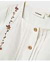 Lil Atelier Camicia Maniche Corte - Bianco - Fiori - Colletto alla Coreana - 100% Cotone Bio Camicie_