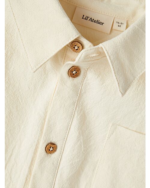 Lil Atelier Camicia Maniche Corte con Taschino - Turtle Dove - 100% Cotone Organico Camicie_