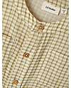 Lil Atelier Camicia Maniche Corte - Quadretti - Sage - Colletto alla Coreana - Lino e Cotone Camicie_