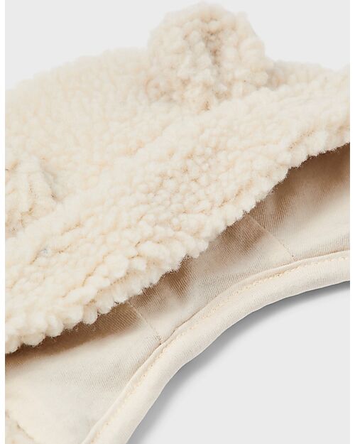 Lil Atelier Cappello Invernale Teddy - Fog - con Orecchie - Morbido Tessuto Sherpa Cappelli Invernali
