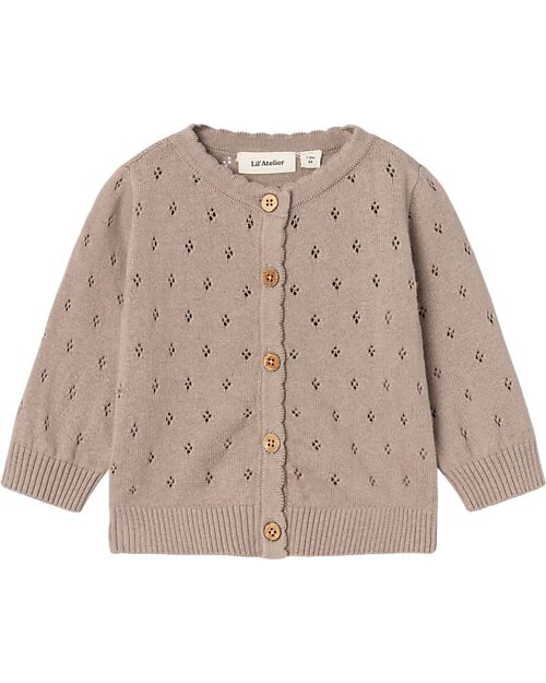 Lil Atelier Cardigan con Bottoni - Ethrea - Lavorato a Maglia - Cotone Bio Cardigan