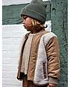 Lil Atelier Giacca Teddy e Velluto - Fog - Chiusura con Zip - Morbido Tessuto Sherpa Giacche
