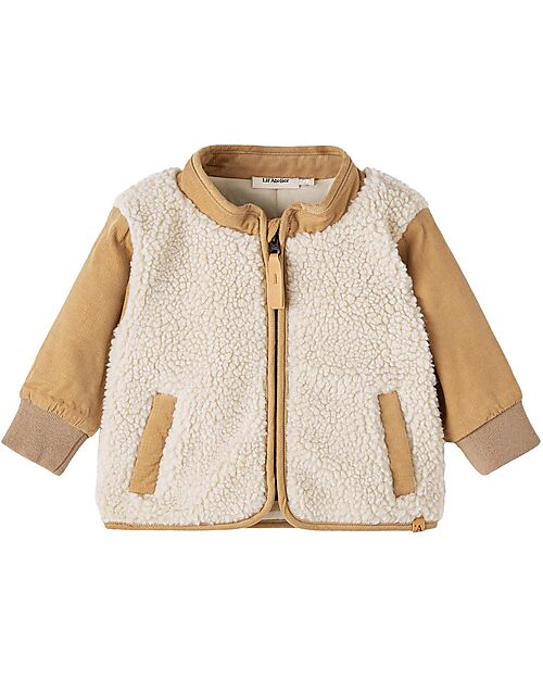 Lil Atelier Giacca Teddy - Fog - Morbido Tessuto Sherpa Giacche