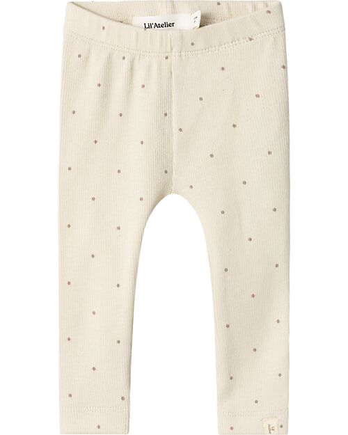 Lil Atelier Leggings a Costine - Birch - Pois - Cotone Bio Leggings