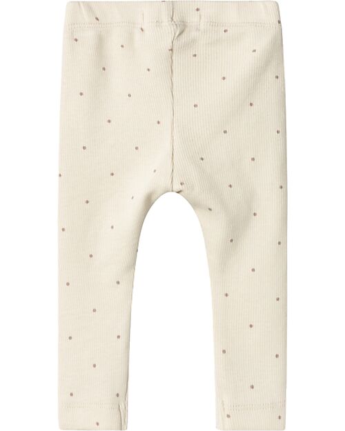 Lil Atelier Leggings a Costine - Birch - Pois - Cotone Bio Leggings