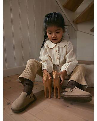 Lil Atelier Leggings a Costine Bootcut - Warm Sand Melange - Cotone Bio Pantaloni Lunghi