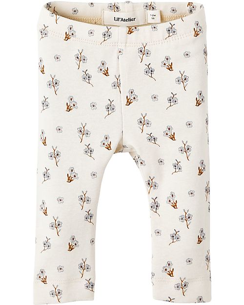 Lil Atelier Leggings Fiori - Crema - Cotone Leggings