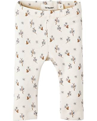 Lil Atelier Leggings Fiori - Crema - Cotone Leggings