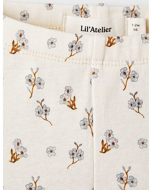 Lil Atelier Leggings Fiori - Crema - Cotone Leggings