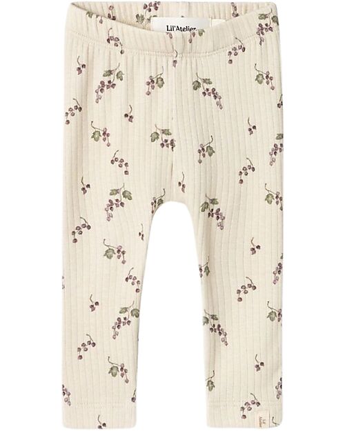 Lil Atelier Leggings Slim Fit con Vita Elasticizzata - Bacche di Betulla - Cotone Biologico e TENCEL™ Leggings