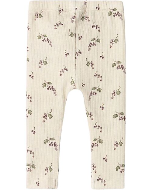 Lil Atelier Leggings Slim Fit con Vita Elasticizzata - Bacche di Betulla - Cotone Biologico e TENCEL™ Leggings