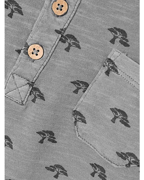 Lil Atelier Maglia Manica Lunga - con Bottoni a Contrasto - Quiet Shade - 100% Cotone Bio Maglie Manica Lunga