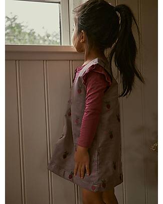 Lil Atelier Maglia Maniche Lunghe con Volant sulle Spalle - Rosa - Cotone Bio Maglie Manica Lunga