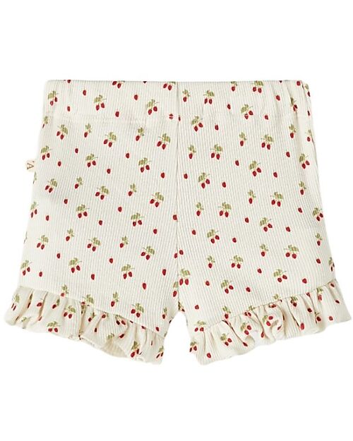 Lil Atelier Pantaloncini Con Fantasia Ciliegie - Bianco - Cotone Organico Pantaloni Corti