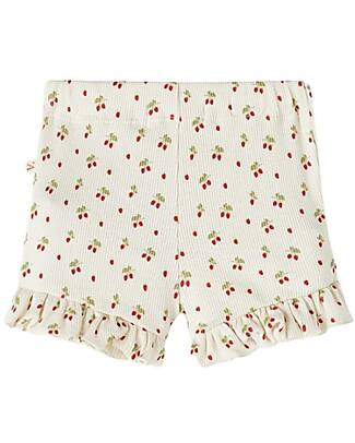 Lil Atelier Pantaloncini Con Fantasia Ciliegie - Bianco - Cotone Organico Pantaloni Corti